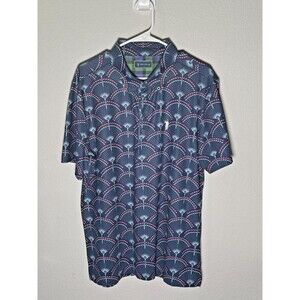 William Murray Polo Golf Shirt Sz Large Graphic Design Blue Pink EUC